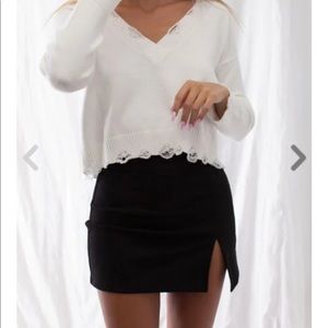 skylar + Madison Virgo black suede skirt